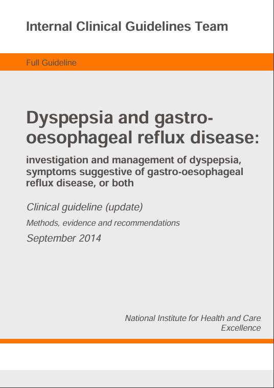 Dyspepsia and gastro-oesophageal reflux disease: investigation and management of dyspepsia, symptoms suggestive of gastro-oesophageal reflux disease, or both