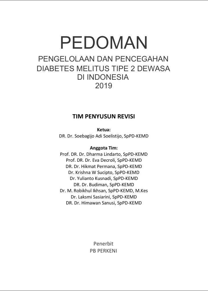 Pedoman Pengelolaan dan Pencegahan Diabetes Melitus Tipe 2 Dewasa di Indonesia 2019