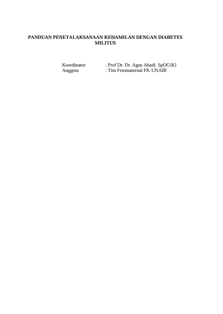 PANDUAN NASIONAL PELAYANAN KEDOKTERAN (PNPK) DIABETES DALAM KEHAMILAN